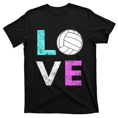 Girls Love Volleyball Best Fun Birthday Gift TShirt T-Shirt