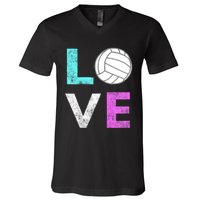 Girls Love Volleyball Best Fun Birthday Gift TShirt V-Neck T-Shirt