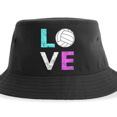 Girls Love Volleyball Best Fun Birthday Gift TShirt Sustainable Bucket Hat