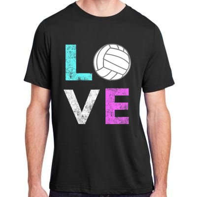 Girls Love Volleyball Best Fun Birthday Gift TShirt Adult ChromaSoft Performance T-Shirt