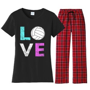 Girls Love Volleyball Best Fun Birthday Gift TShirt Women's Flannel Pajama Set