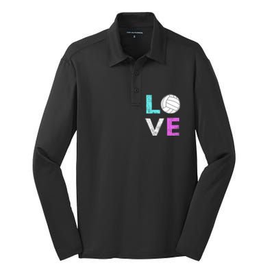 Girls Love Volleyball Best Fun Birthday Gift TShirt Silk Touch Performance Long Sleeve Polo