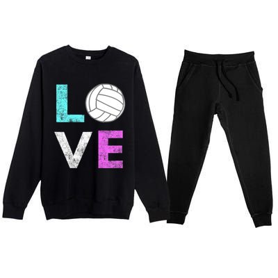 Girls Love Volleyball Best Fun Birthday Gift TShirt Premium Crewneck Sweatsuit Set