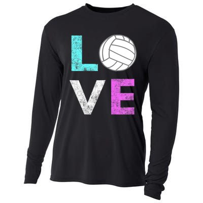 Girls Love Volleyball Best Fun Birthday Gift TShirt Cooling Performance Long Sleeve Crew