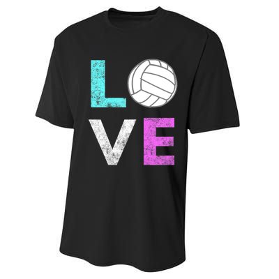 Girls Love Volleyball Best Fun Birthday Gift TShirt Performance Sprint T-Shirt