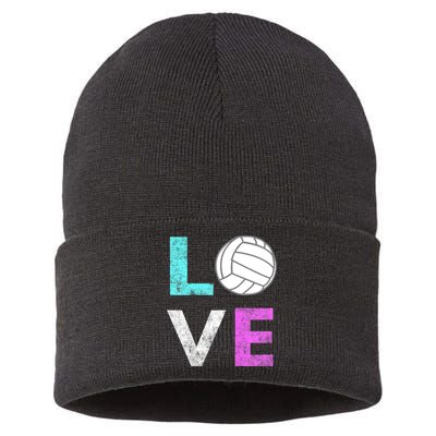 Girls Love Volleyball Best Fun Birthday Gift TShirt Sustainable Knit Beanie