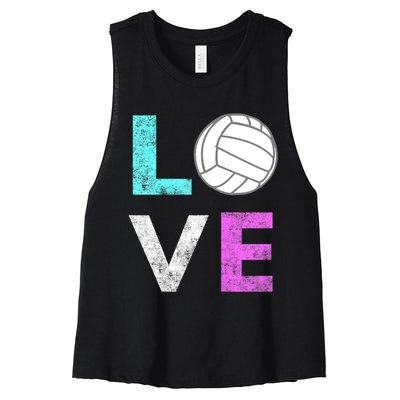 Girls Love Volleyball Best Fun Birthday Gift TShirt Women's Racerback Cropped Tank