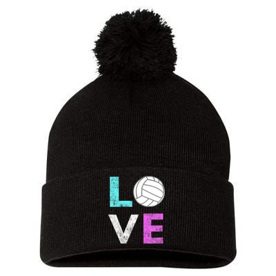 Girls Love Volleyball Best Fun Birthday Gift TShirt Pom Pom 12in Knit Beanie