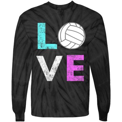 Girls Love Volleyball Best Fun Birthday Gift TShirt Tie-Dye Long Sleeve Shirt