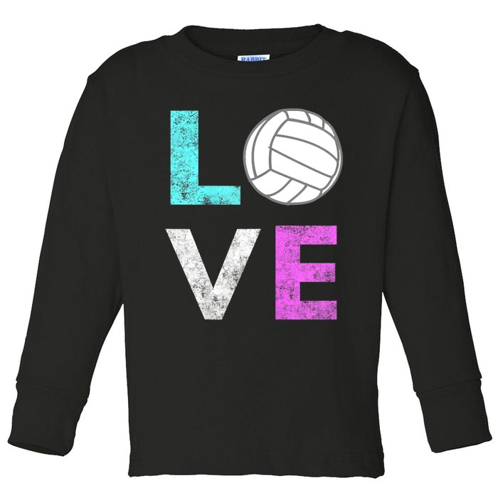 Girls Love Volleyball Best Fun Birthday Gift TShirt Toddler Long Sleeve Shirt