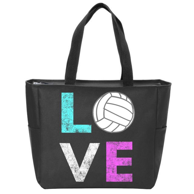 Girls Love Volleyball Best Fun Birthday Gift TShirt Zip Tote Bag