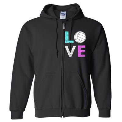 Girls Love Volleyball Best Fun Birthday Gift TShirt Full Zip Hoodie