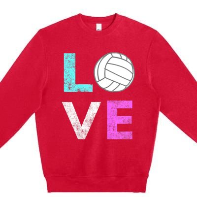 Girls Love Volleyball Best Fun Birthday Gift TShirt Premium Crewneck Sweatshirt