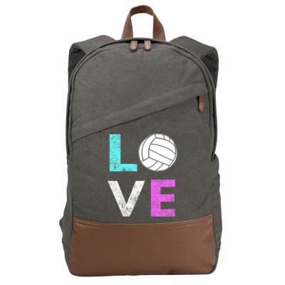 Girls Love Volleyball Best Fun Birthday Gift TShirt Cotton Canvas Backpack