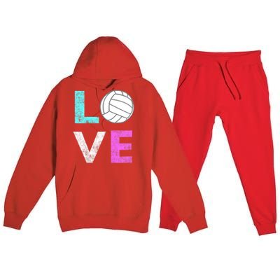 Girls Love Volleyball Best Fun Birthday Gift TShirt Premium Hooded Sweatsuit Set