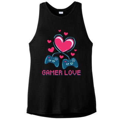 Gamer Love Video Games Funny Gamer For Valentines Day Gift Ladies PosiCharge Tri-Blend Wicking Tank