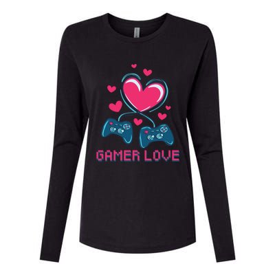 Gamer Love Video Games Funny Gamer For Valentines Day Gift Womens Cotton Relaxed Long Sleeve T-Shirt