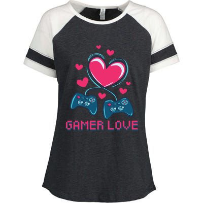 Gamer Love Video Games Funny Gamer For Valentines Day Gift Enza Ladies Jersey Colorblock Tee