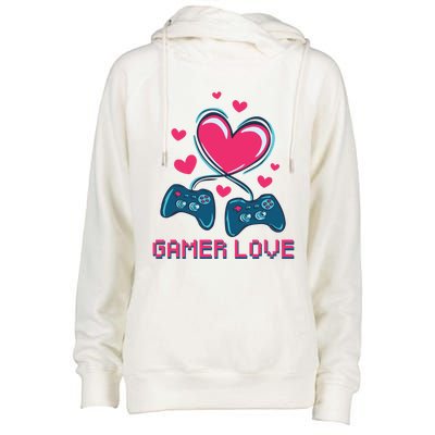 Gamer Love Video Games Funny Gamer For Valentines Day Gift Womens Funnel Neck Pullover Hood