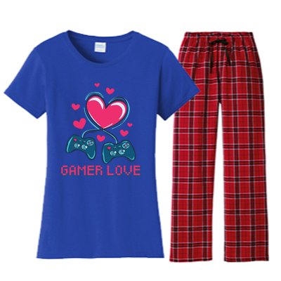 Gamer Love Video Games Funny Gamer For Valentines Day Gift Women's Flannel Pajama Set