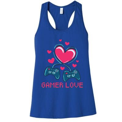 Gamer Love Video Games Funny Gamer For Valentines Day Gift Women's Racerback Tank