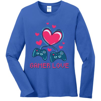 Gamer Love Video Games Funny Gamer For Valentines Day Gift Ladies Long Sleeve Shirt