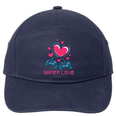 Gamer Love Video Games Funny Gamer For Valentines Day Gift 7-Panel Snapback Hat