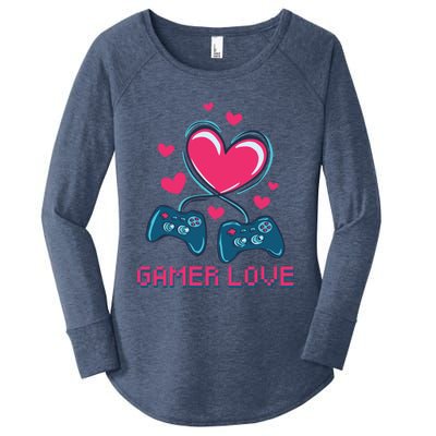 Gamer Love Video Games Funny Gamer For Valentines Day Gift Women's Perfect Tri Tunic Long Sleeve Shirt