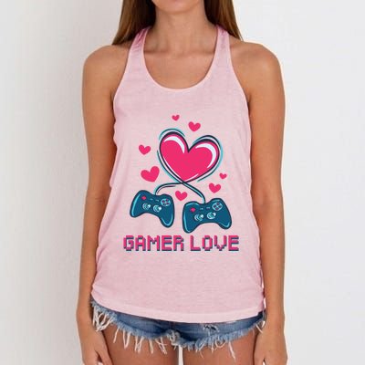 Gamer Love Video Games Funny Gamer For Valentines Day Gift Women's Knotted Racerback Tank