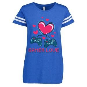 Gamer Love Video Games Funny Gamer For Valentines Day Gift Enza Ladies Jersey Football T-Shirt