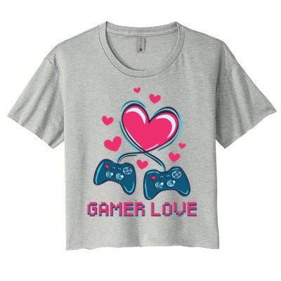 Gamer Love Video Games Funny Gamer For Valentines Day Gift Women's Crop Top Tee