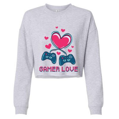 Gamer Love Video Games Funny Gamer For Valentines Day Gift Cropped Pullover Crew