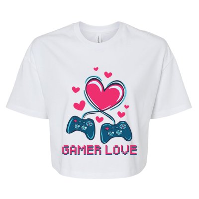 Gamer Love Video Games Funny Gamer For Valentines Day Gift Bella+Canvas Jersey Crop Tee