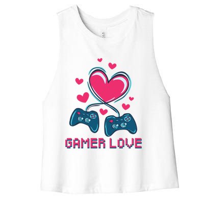 Gamer Love Video Games Funny Gamer For Valentines Day Gift Women's Racerback Cropped Tank