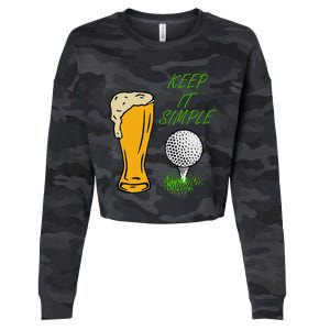 Golf Life With Glass Of Beer Keep It Simple Cropped Pullover Crew