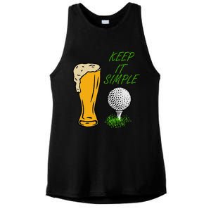 Golf Life With Glass Of Beer Keep It Simple Ladies PosiCharge Tri-Blend Wicking Tank