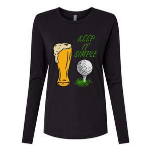 Golf Life With Glass Of Beer Keep It Simple Womens Cotton Relaxed Long Sleeve T-Shirt