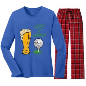 Golf Life With Glass Of Beer Keep It Simple Women's Long Sleeve Flannel Pajama Set 