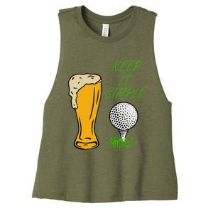 Golf Life With Glass Of Beer Keep It Simple Women's Racerback Cropped Tank