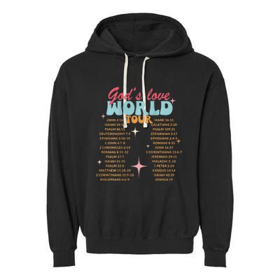 God's Love World Tour Christian Bible Verse Aesthetic (Back) Garment-Dyed Fleece Hoodie