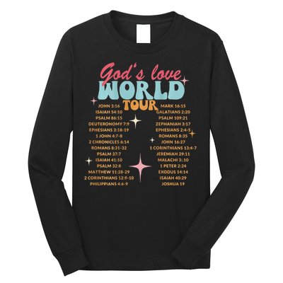 God's Love World Tour Christian Bible Verse Aesthetic (Back) Long Sleeve Shirt