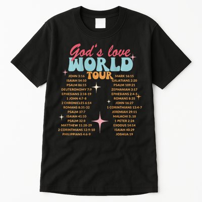 God's Love World Tour Christian Bible Verse Aesthetic (Back) Tall T-Shirt