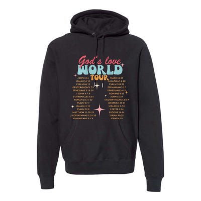 God's Love World Tour Christian Bible Verse Aesthetic (Back) Premium Hoodie