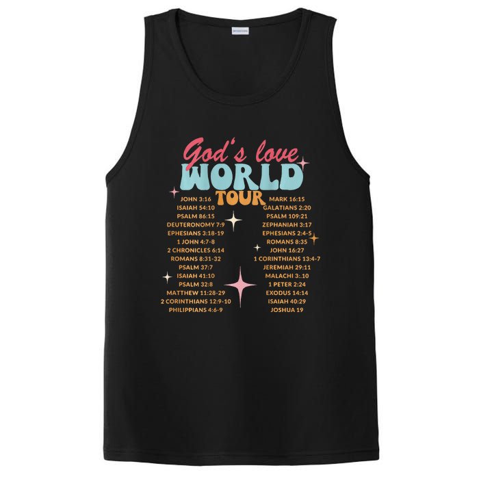 God's Love World Tour Christian Bible Verse Aesthetic (Back) PosiCharge Competitor Tank