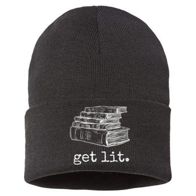 Get Lit With Books Funny Meme Sustainable Knit Beanie