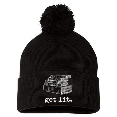 Get Lit With Books Funny Meme Pom Pom 12in Knit Beanie