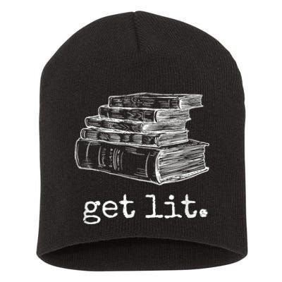 Get Lit With Books Funny Meme Short Acrylic Beanie