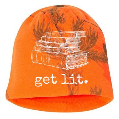 Get Lit With Books Funny Meme Kati - Camo Knit Beanie