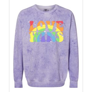 Groovy Love Wins Rainbow Pride Flag Colors LGBT Queer Ally Colorblast Crewneck Sweatshirt