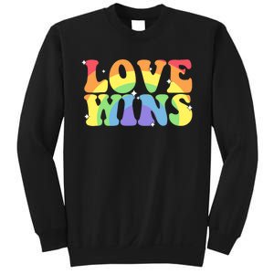 Groovy Love Wins Rainbow Pride Flag Colors LGBT Queer Ally Sweatshirt